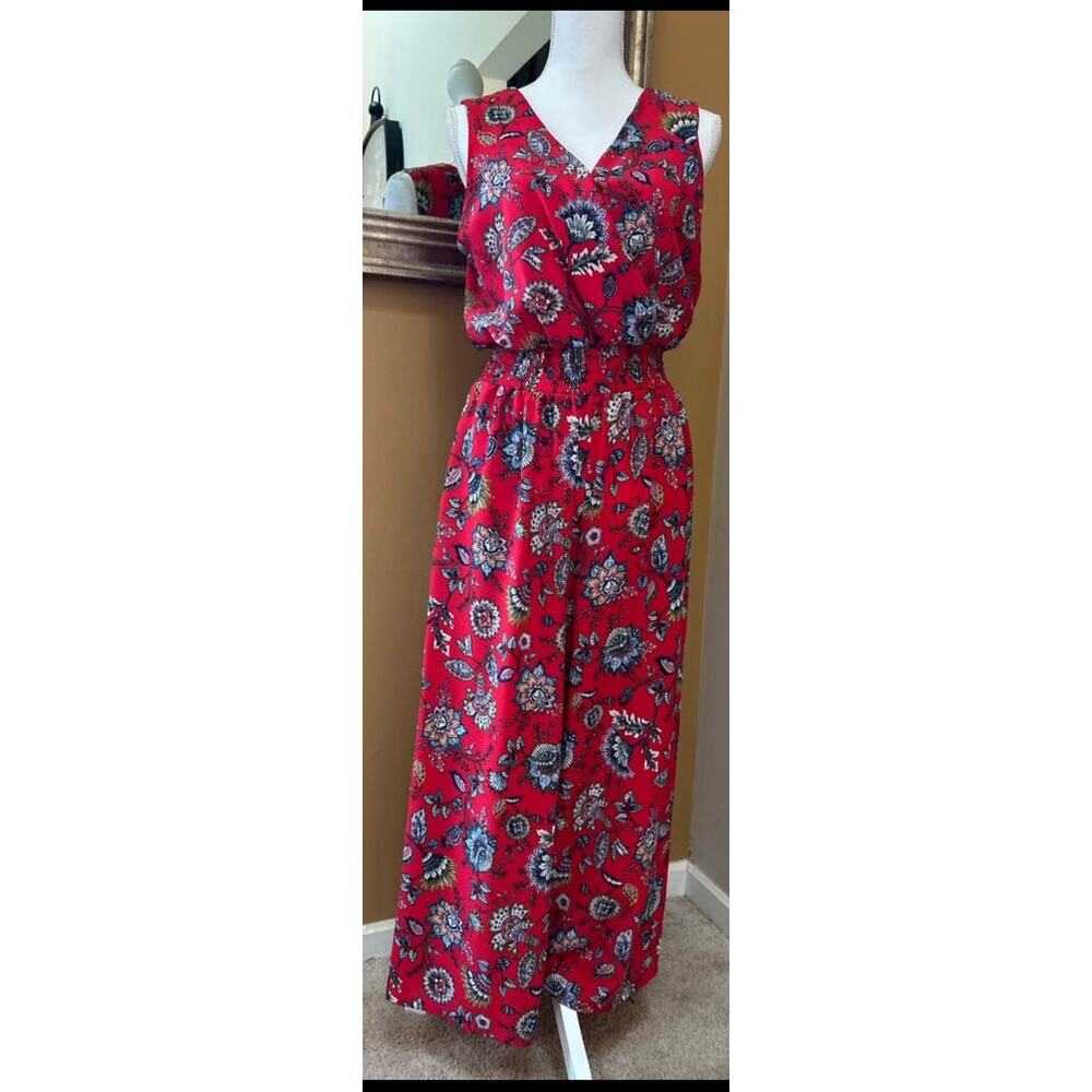 NWT-Apt. 9 Red Floral Jumpsuit-Size M